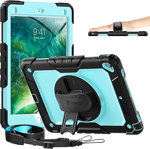 Vista 10 de Timecity - Funda para iPad de 6ª y 5ª generación, 9,7 pulgadas, 2018/2017, con soporte giratorio, silicona, carcasa protectora de PC de repuesto