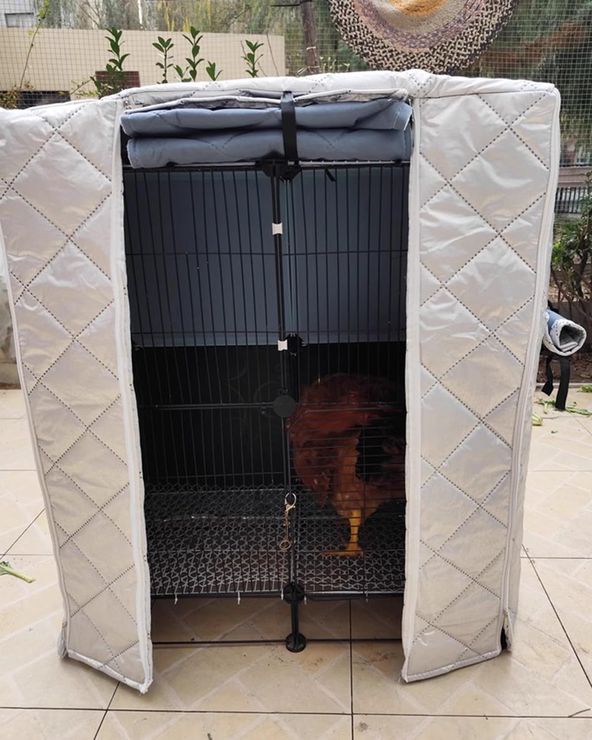 ZIMGOD Winter Insulated Cover for Dog Crate/Chicken Coop/Cat House, Outside Yard Dog Cage Furniture Covers, Windproof Kennel Cover Enclosure Covers(110x73x98cm (43.3x28.7x38.6in))