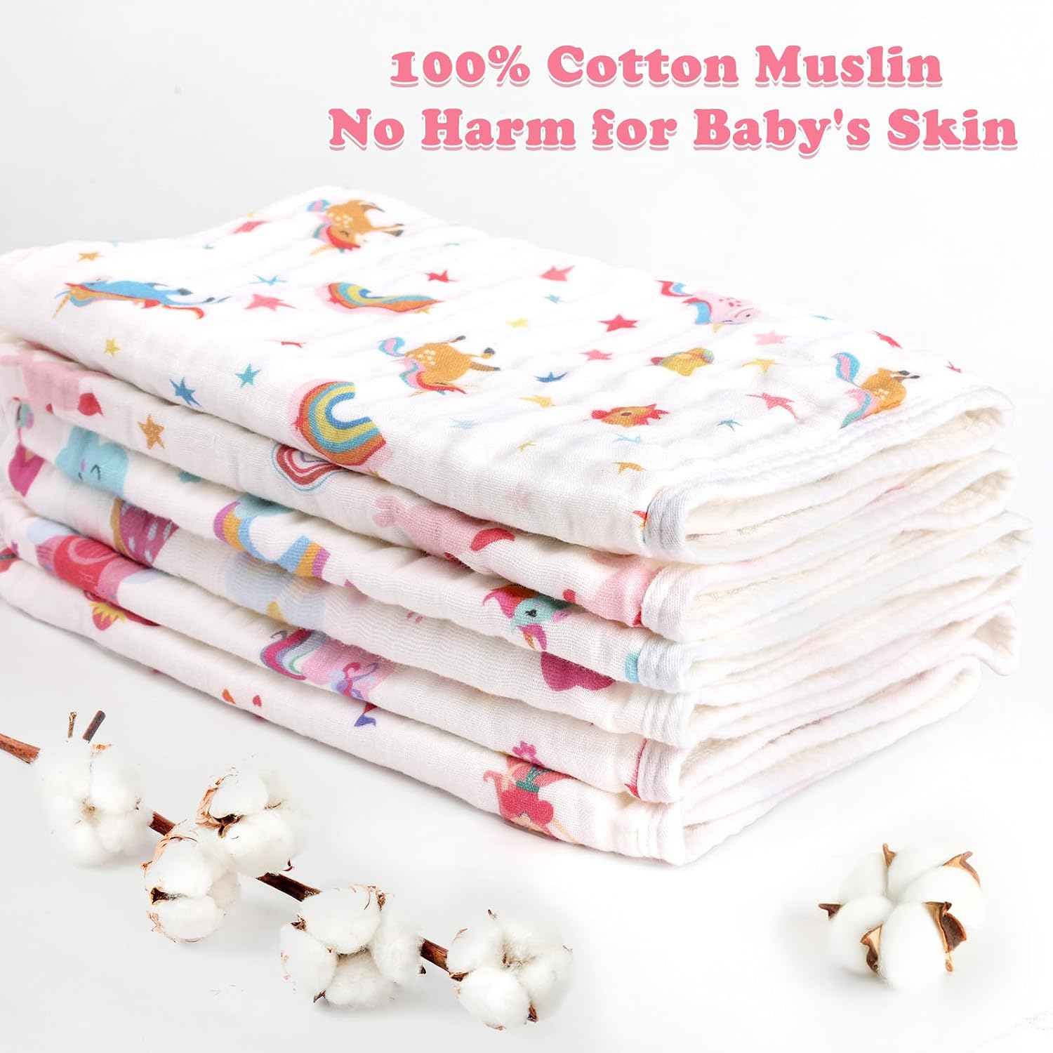 decalsweet Baby Burp Cloths Muslin Washcloths 6 Pack Muslin Burp Cloths 100% Cotton Large 20''x12'' Soft 6 Layers Baby Burp Rags for Boys Girls Baby Essentials for Newborn Gift Machine Washable