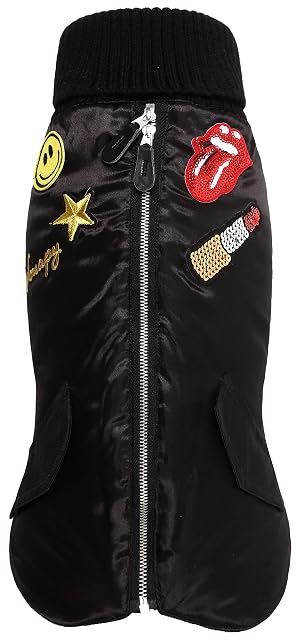 Wouapy 727334 Abrigo para Perros Bomber Stone, Talla 34, Negro