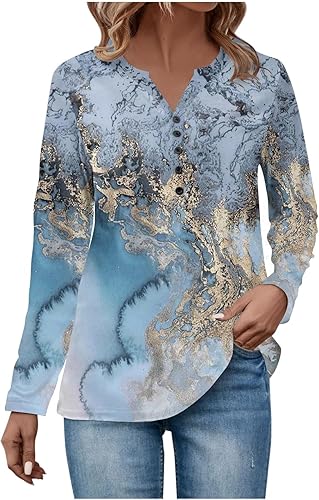 Camisa de manga larga para mujer, con cuello en V, estampado geométrico, linda camisa de otoño, blusa cómoda a la moda