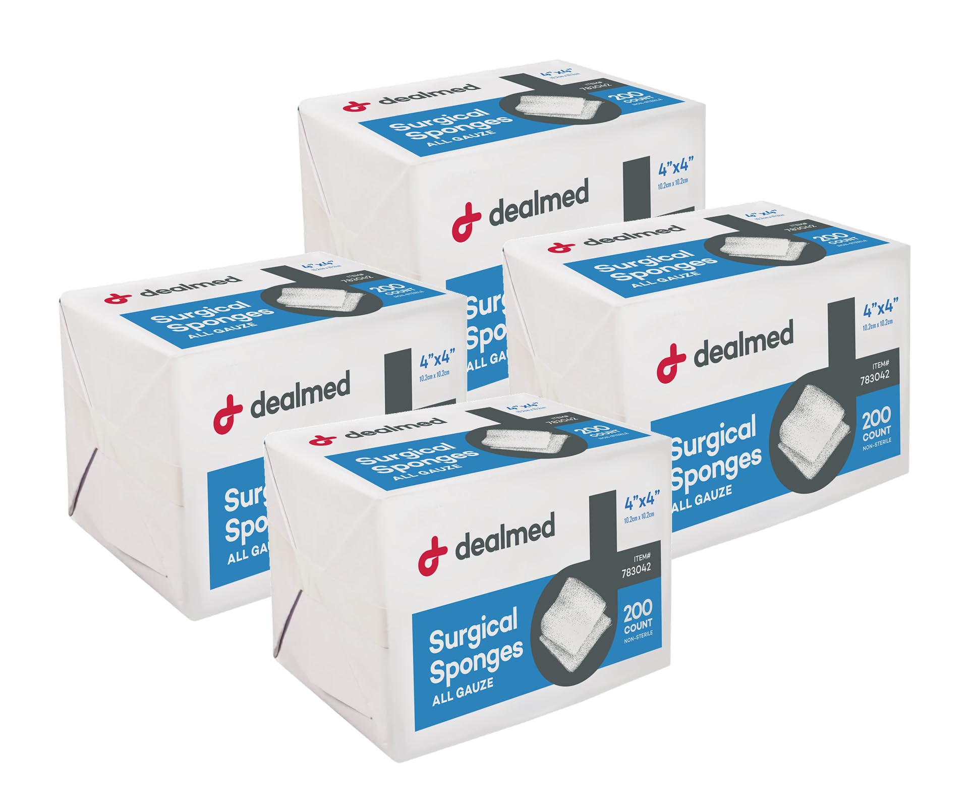 Dealmed 4 x 4 Surgical Sponges - 8-Ply Non-Woven Gauze - 200 Count 2 Pack — Amazon image 13