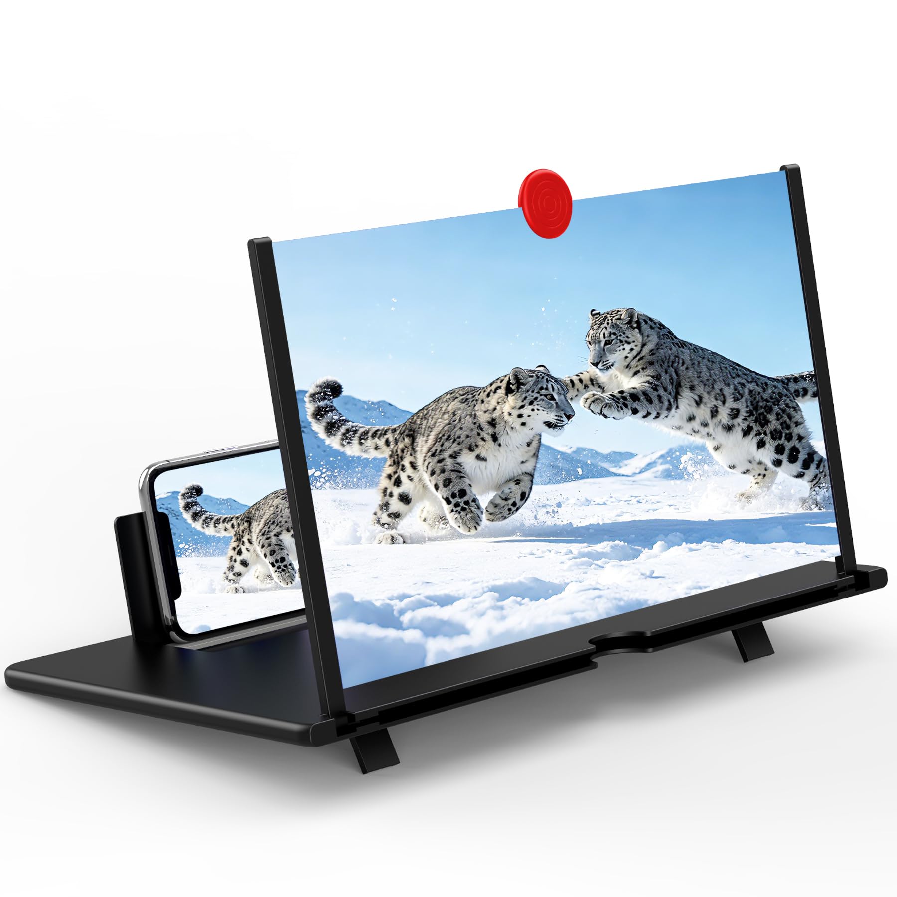 12" Screen Magnifier for Cell Phone,3D Magnifying Projector Screen Enlarger Expander for Movies, Videos, and Gaming, Foldable Phone Stand with Screen Amplifier, Compatible with All Smartphones