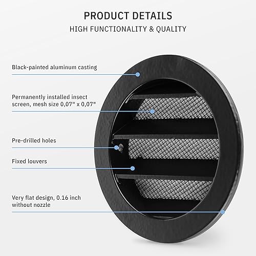 Miniatura 4 de Cubierta de ventilación redonda Soffit ventilación redonda HVAC ventilación cubierta de conducto de ventilación redonda