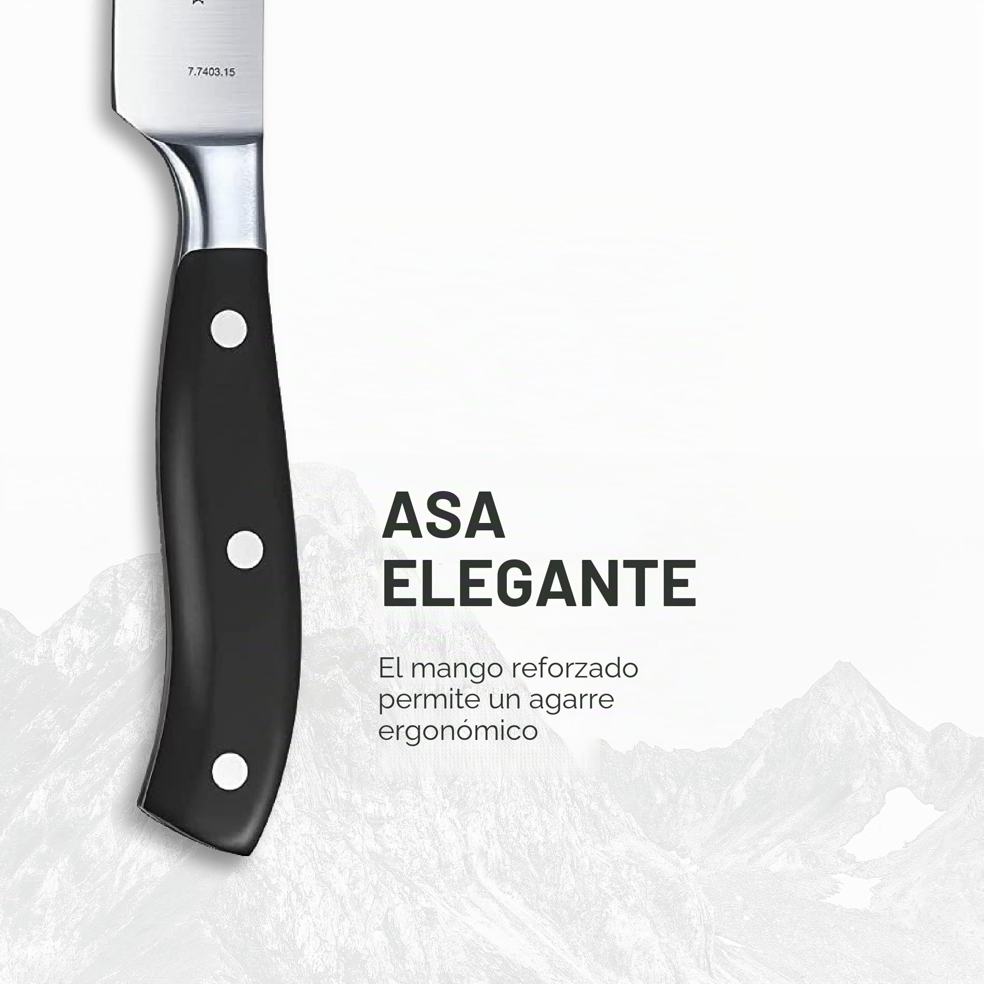 Victorinox Grand Maître, Cuchillo de cocinero profesional, Hoja extra afilada, afilado recto, 15 cm, Mango de plástico robusto, Acero inoxidable, negro