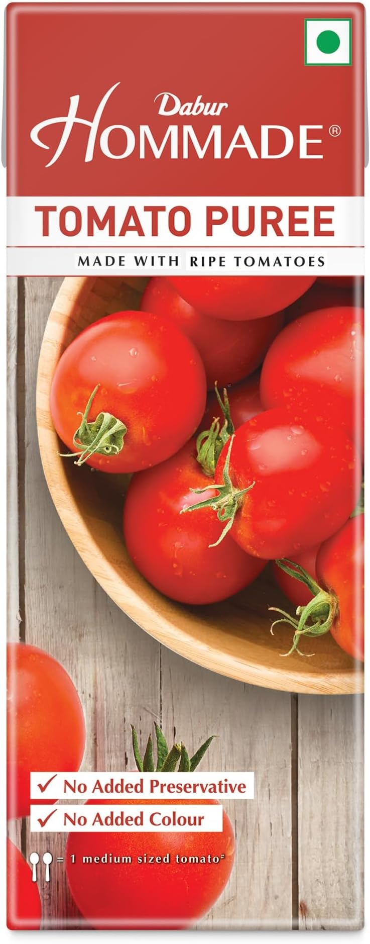 Dabur Hommade Tomato Puree : Made from 100% Ripe Tomatoes with No Added preservatives - 200 gm