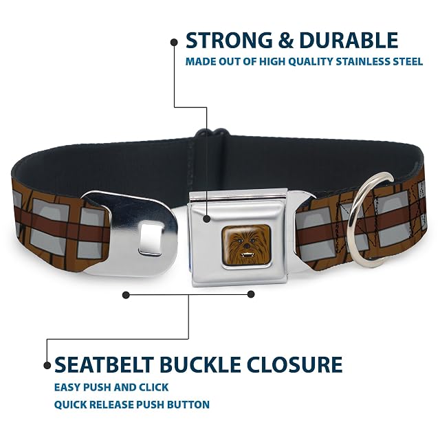 Foto 4 de 8 de Buckle-Down Collar de Perro con Hebilla para cinturón de Seguridad de Star Wars Chewbacca Bandolier Bounding…