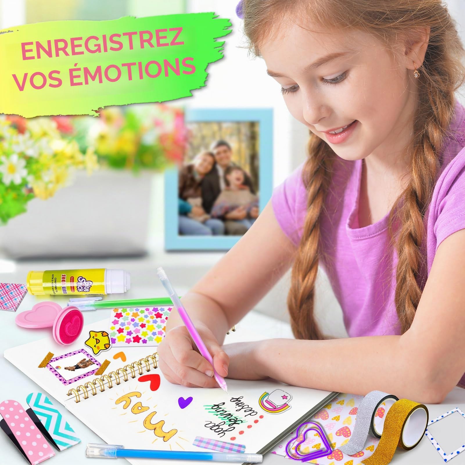 PATIFEED Kit de Journal à Faire Soi-Même pour Filles, Lot de 2 Journaux pour Adolescentes, Fournitures de Scrapbooking et D'agenda pour Enfants de 8 à 14 Ans