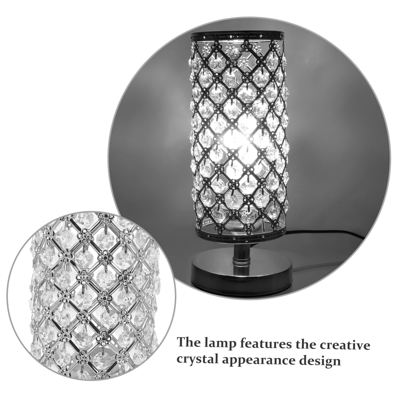 DOITOOL Lámpara de Mesa Decorativa de Cristal Plata Iluminación para Bares y Hogares, Diseño Exquisito y Ambiente Romántico