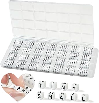 DoDoBeads 700 Pcs Small Letter Beads, 55mm Tiny Square Letter Beads for Bracelet Making, Mini White Letter Beads for Jewelry Making, Small Beads for Bracelets Necklaces Crafts Making