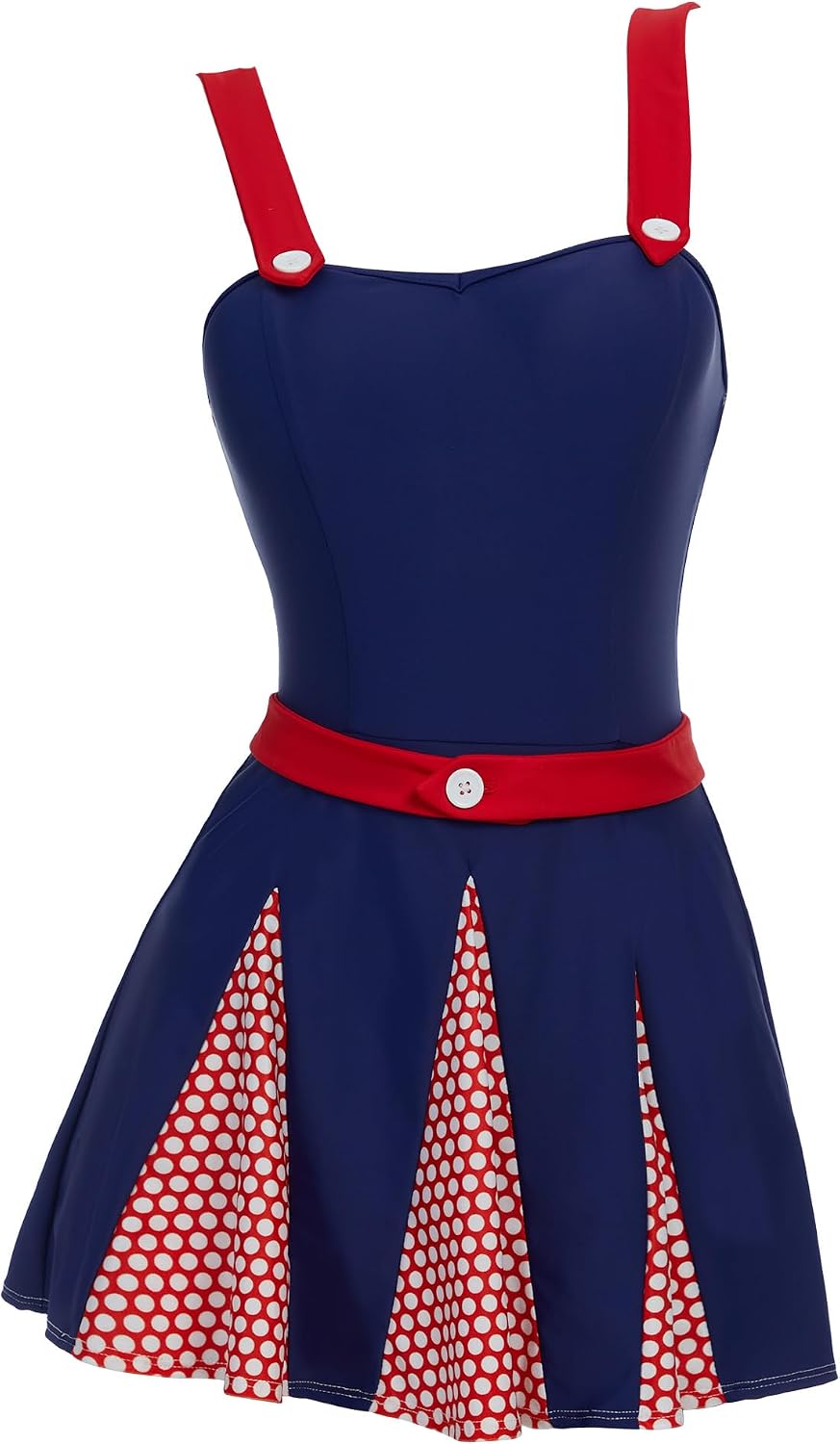 daizbella Women One Piece Swimsuits Vintage 1940s Retro Tummy Control Bathing Suit with Headband Belt