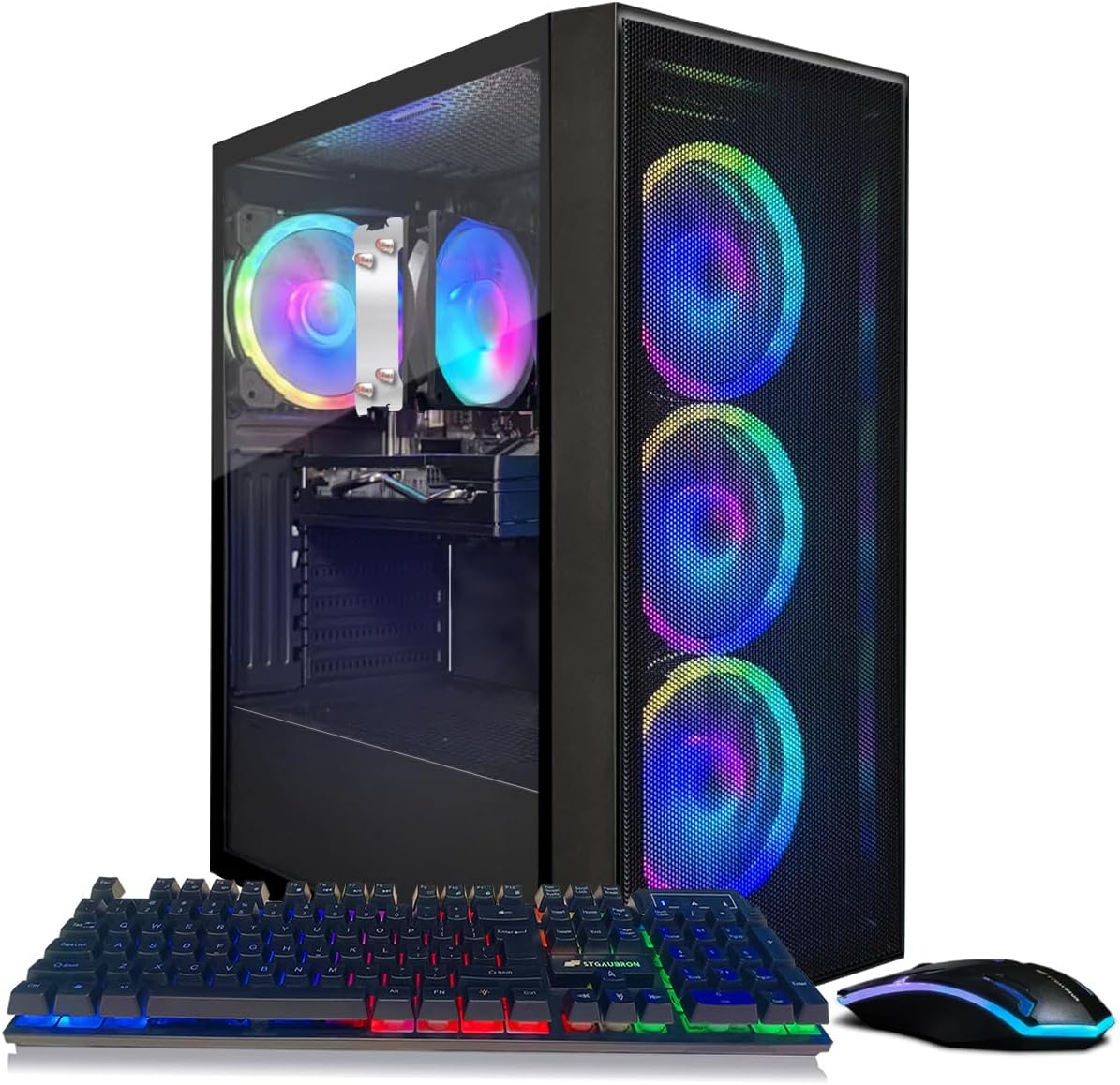 STGAubron Gaming PC Computer Desktop, AMD Ryzen 7 5700G up to 4.6G, GeForce RTX 2060 6G, 16G DDR4, 1T SSD, WiFi 6, BT 5.2, RGB Fan x4, Windows 11 Home