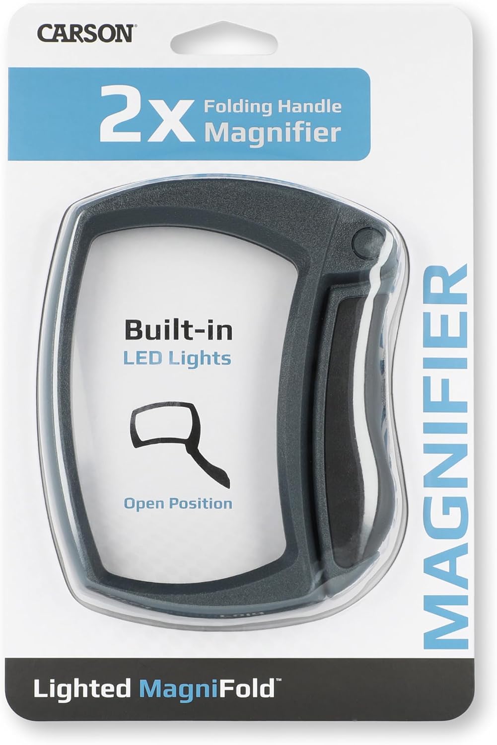 Carson LED Lighted Magnifold 2x Power Rectangular Magnifier For Reading, Inspection, Low Vision, Hobby and Crafts (MJ-50)