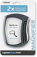 Vista 5 de Carson Lupa LED iluminada con 2 lupas rectangulares de potencia para leer, inspección, baja visión, pasatiempos y manualidades (MJ-50)