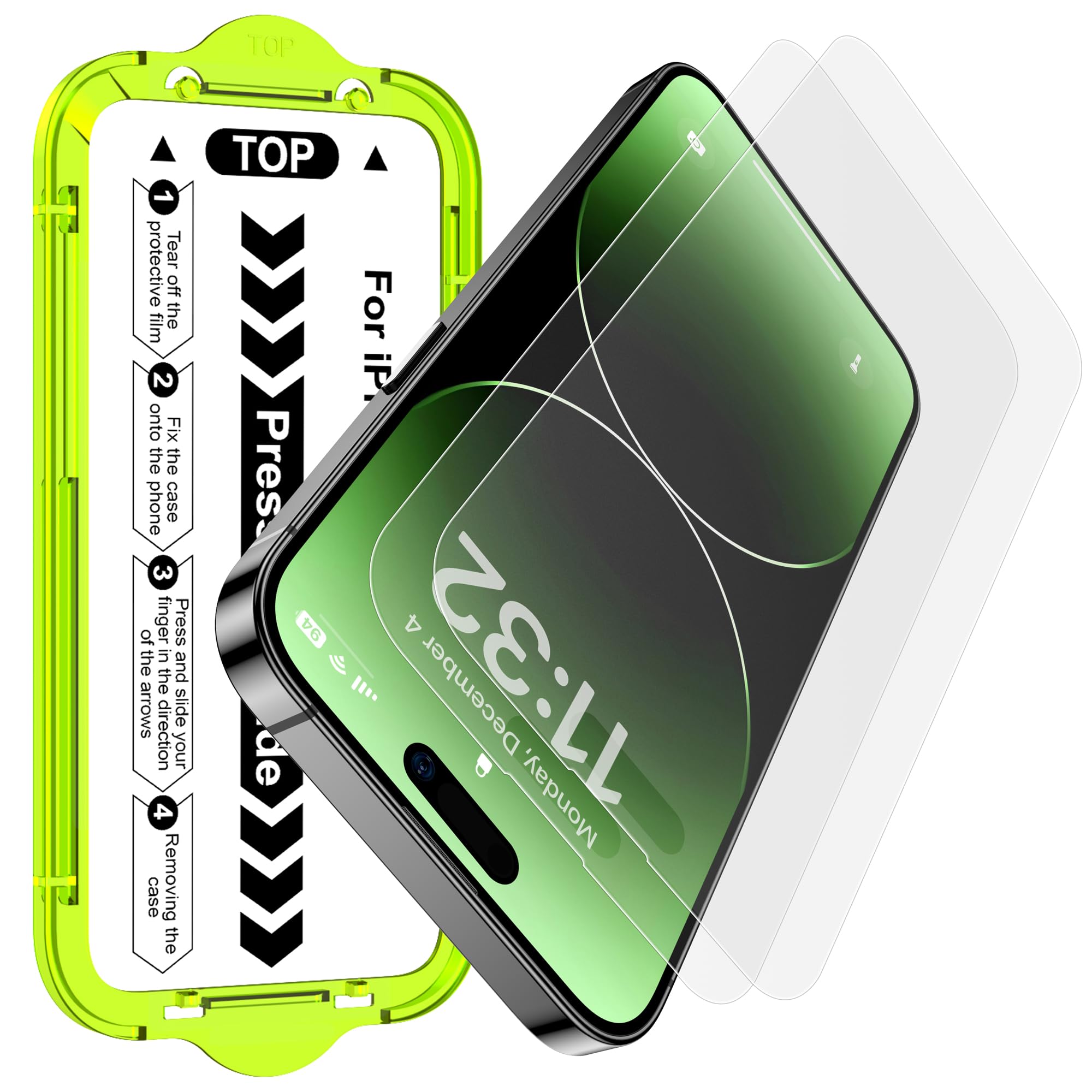 Esanik for iPhone 14 Pro Matte Glass Screen Protector [Auto-alignment] Anti-Glare & Anti-Fingerprint,Anti-Reflection,Bubble Free, Smooth as Silk, 2