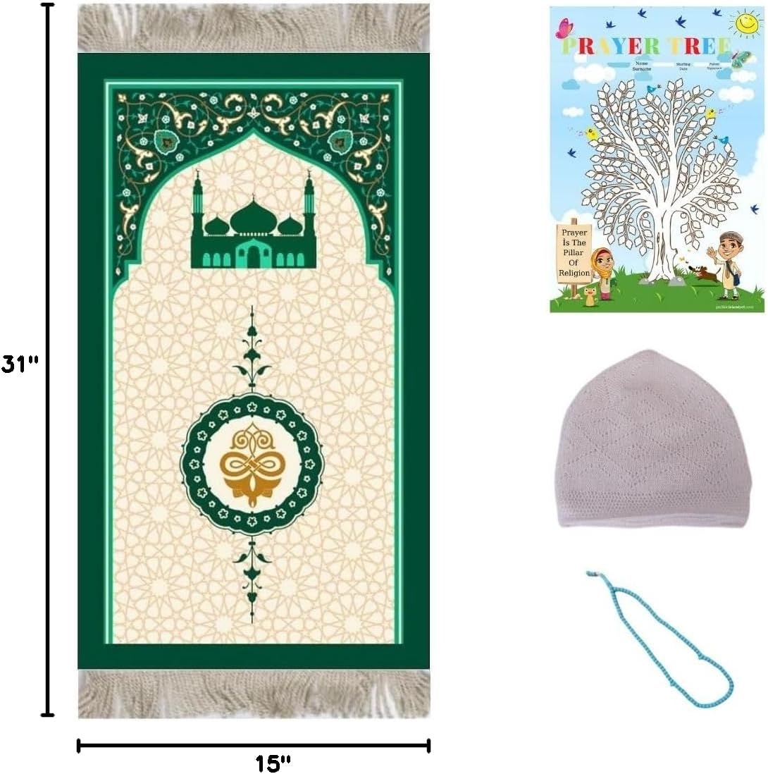 Prayer Mat, Prayer Mat, Prayer Rug Green Mosque