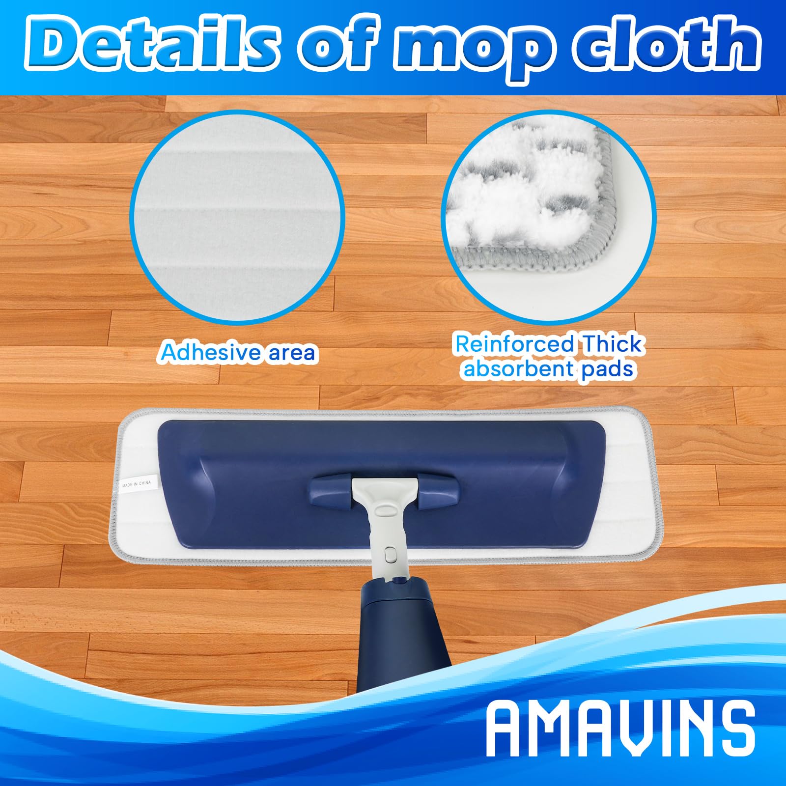 Paquete de 3 almohadillas de limpieza de microfibra para mopa Bona para mopa blanca y gris de 18 pulgadas, almohadillas de microfibra reutilizables para fregona de 18 pulgadas, almohadillas de