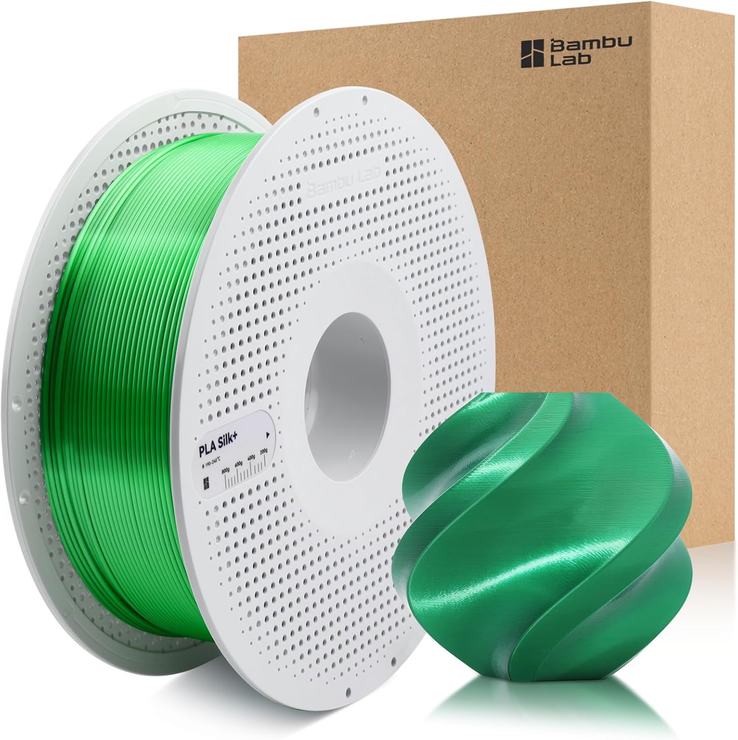 Bamboo 1.75MM PLA Silk+ Filament Shiny Like Chrome, Smooth Like Silk High Speed &Easy Printing Eco Friendly with RFID for Bambu Lab A1,A1MINI,X1,P1 AMS 1KG +/- 0.03mm (Titan Gray 13108)