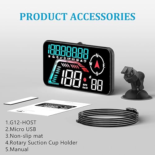 Miniatura 8 de Liiiyuan Velocímetro GPS G12, nueva pantalla de cabezas para coches, conveniente para vehículos