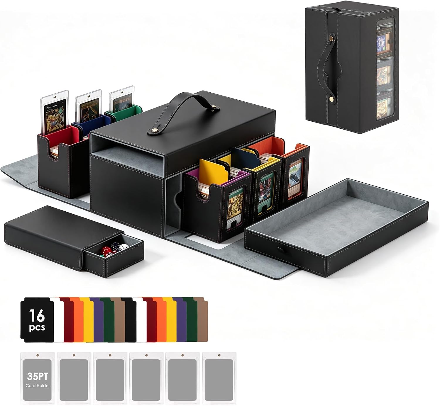 Card Storage Box MTG Deck Box, Trading Card Storage Box, Commander Deck Box, 1000+Double-Sleeved Cards,TCG Sports Cards Storage, Mtg Commander Deck Box(multicolored)