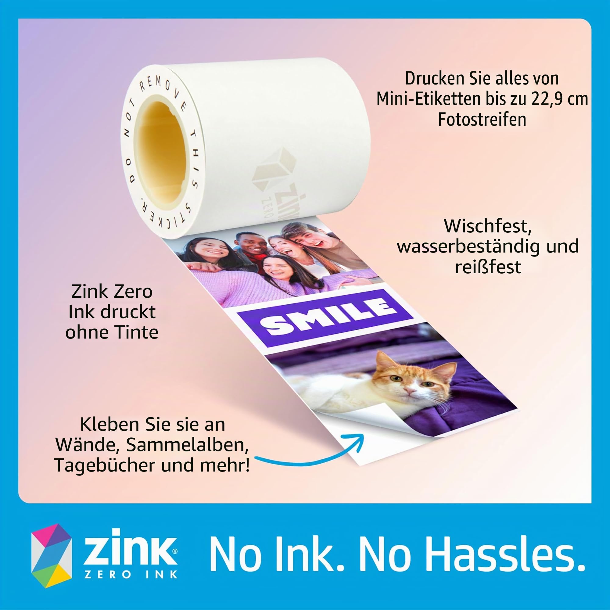 HP Sprocket Panorama Sofortig Tragbar Starterpaket für Farbetiketten- und Fotodrucker (Rosa) mit Koffer Zink-Rolle