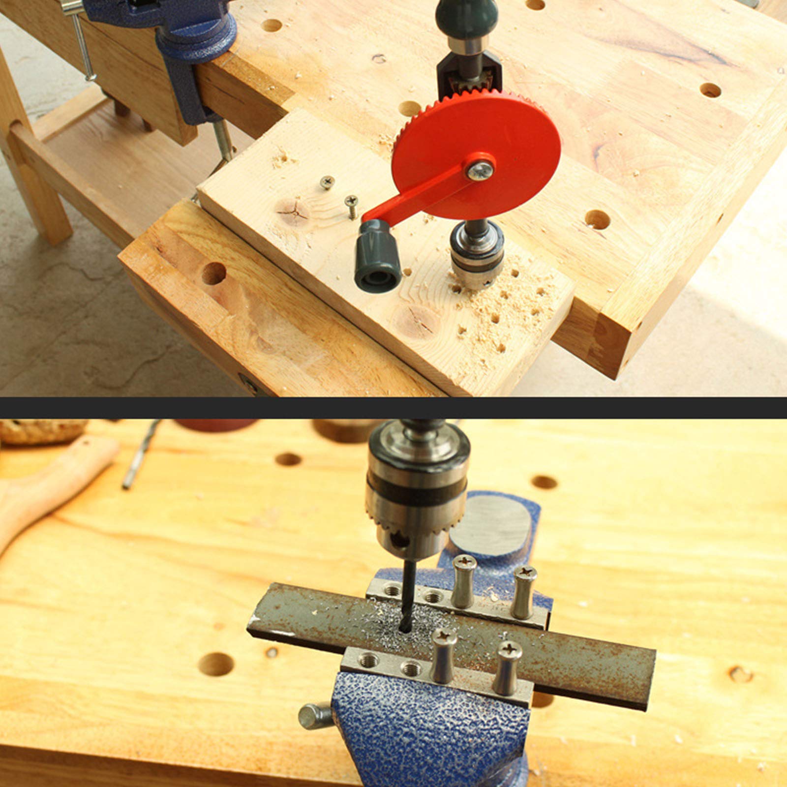 Taladro Manual Para Carpintería, Taladro De Manivela Portátil Mini Taladro Manual Con 3Mm 4Mm Broca Y Bolsa De Almacenamiento, Para Herramienta Manual De Madera Y Plástico,1/4 Inch