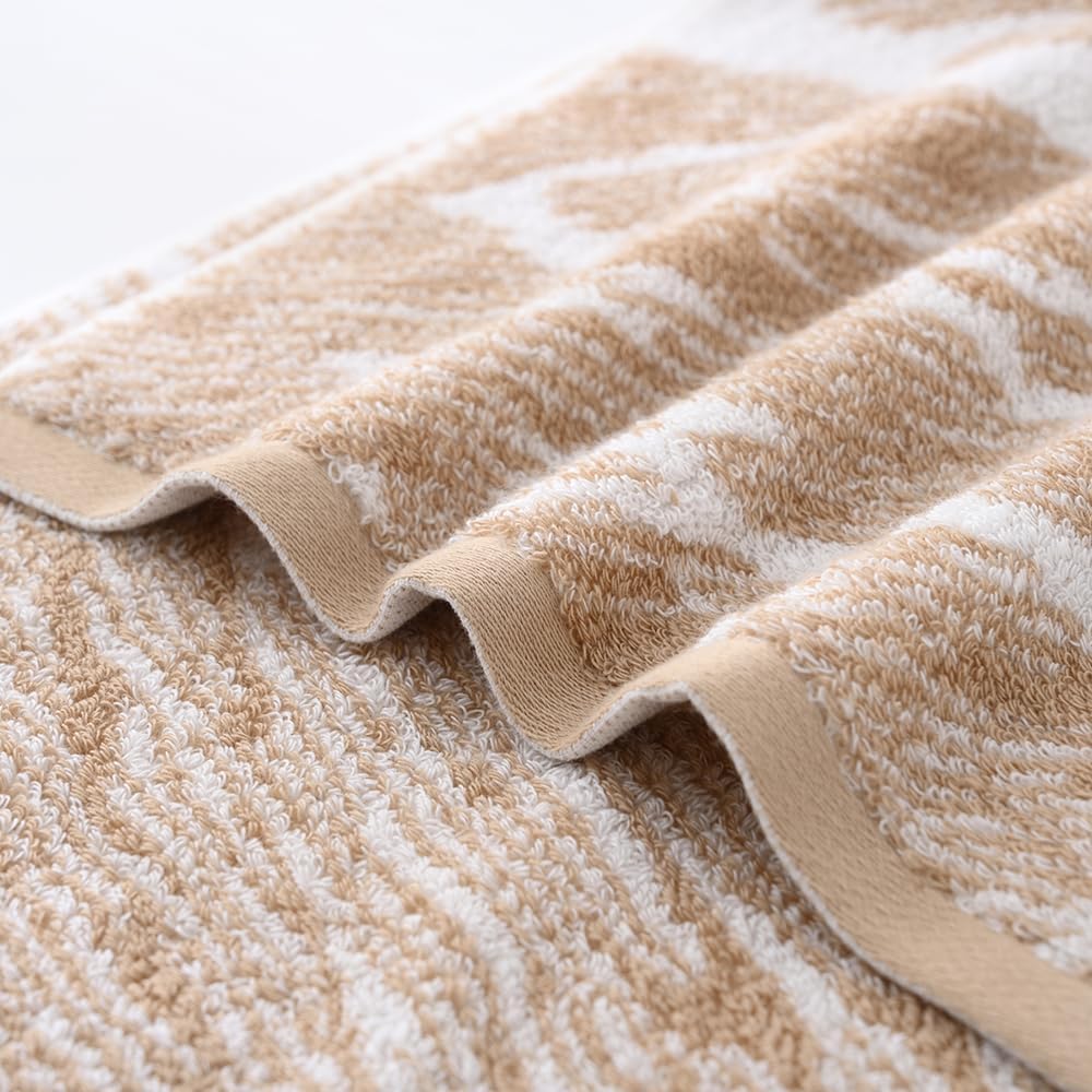 YiLUOMO Khaki Zebra-Stripe Pattern Hand Towel Set of 2 Soft and Absorbent Cotton Bathroom Hand Towel for Bathroom Home Fall Decorative 13 x 29 Inch - Image 9