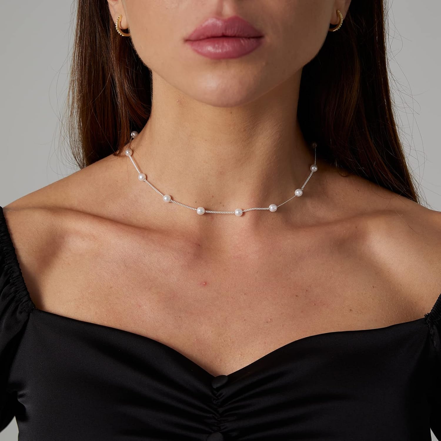VIROMY Dainty Pearl Choker Necklace for Women 14K Gold Plated Pearl Necklaces Simple Trendy Everyday Jewelry - Image 2