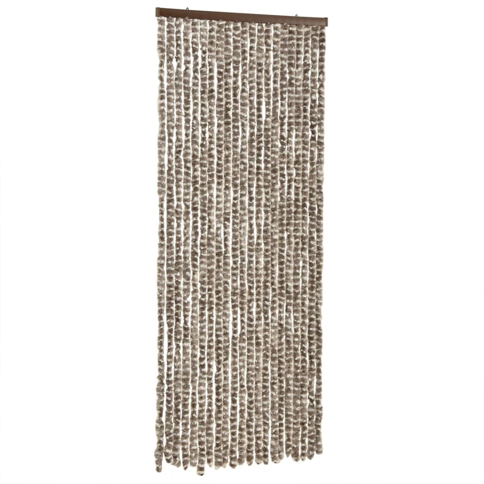 JUDYY Tenda Antimosche Tortora e Bianca 56x200 cm in Ciniglia,Tenda Antimosche per Finestre e Porte Leggera Resistente all'Acqua Silenziosa Zanzariera Antiisetti-377403