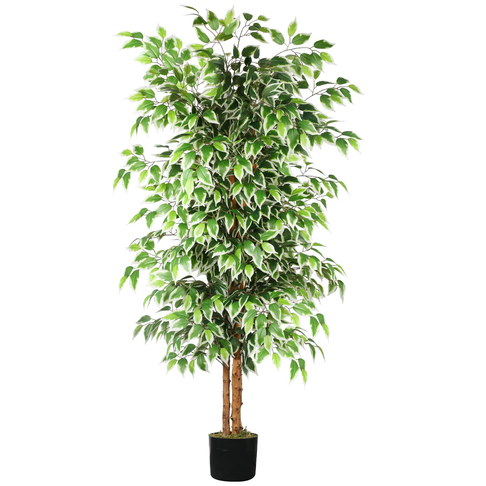 GTIDEA 6FT Artificial Ficus Tree with Real Wood Trunks