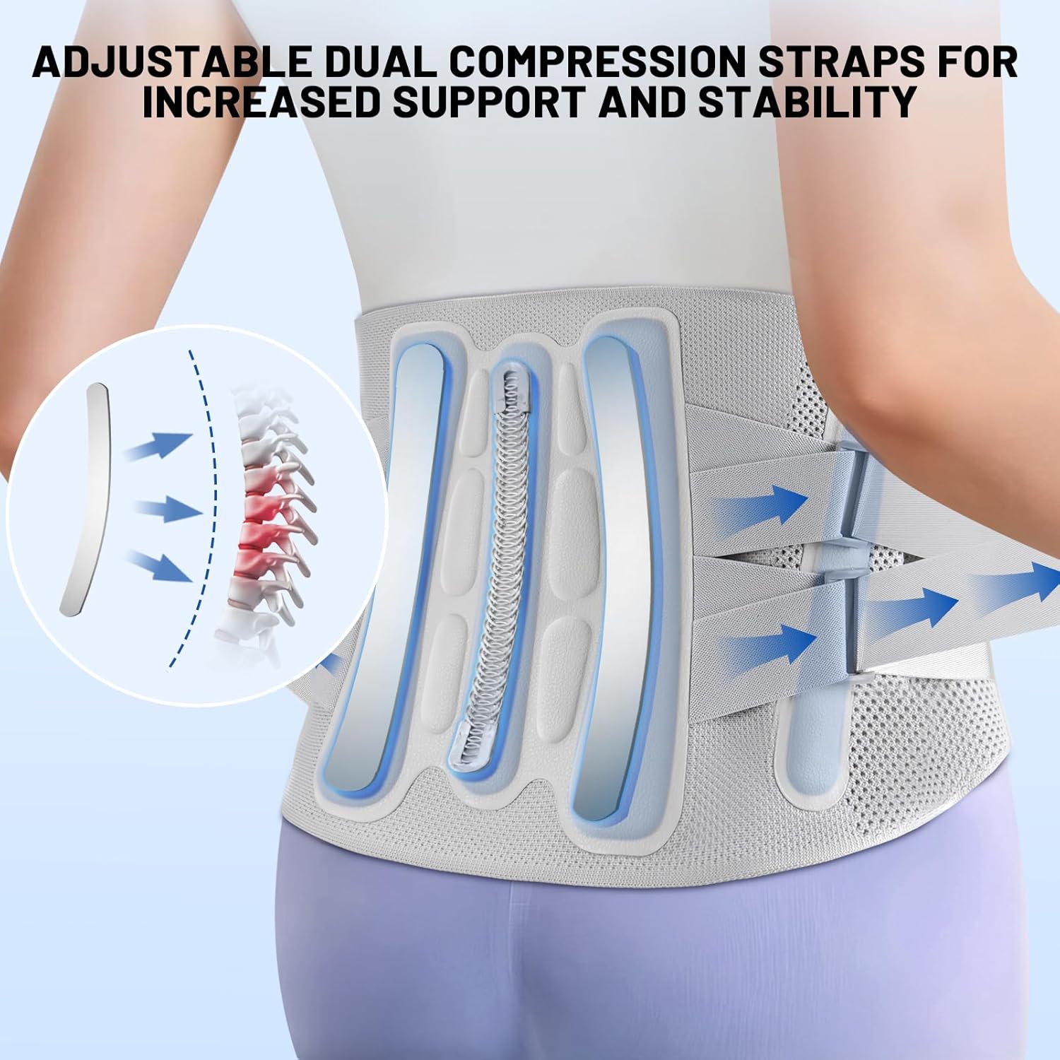 Extra Large Adjustable Back Brace-Size XXXL(Belly 61.0-68.9 in),360°Support with Removable Triangle Pad,Breathable and Durable,Ideal for Long Hours at Work and Housework. - Image 3