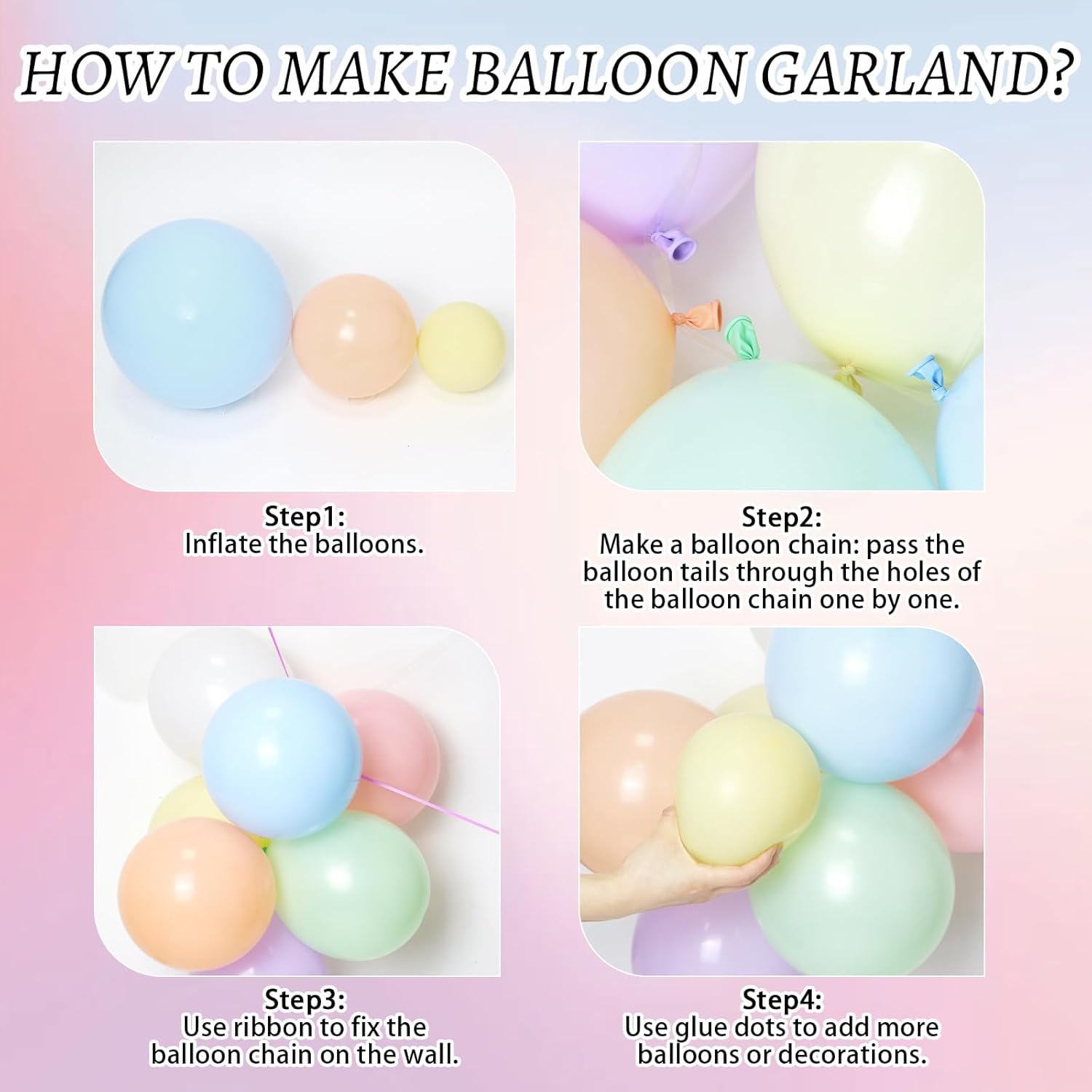 164pcs Pastel Balloon Arch, Pastel Balloon Garland with Pastel Pink Purple Yellow Blue Green Orange Balloons for Easter Rainbow Baby Shower Birthday Party Decorations