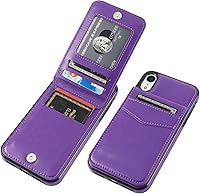 Vista 9 de KIHUWEY Funda compatible con iPhone XR con soporte para tarjeta de crédito, cierre magnético de cuero de alta calidad, resistente funda protectora