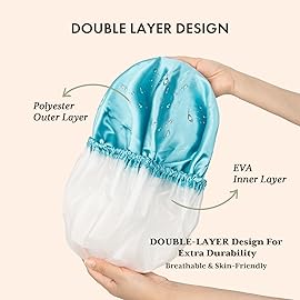 AmazerBath Shower Cap, 4 PCS Shower Caps for Women Reusable Waterproof, Double Layers Hair Cap for Shower, Elastic and Flexi Bath Caps, Environmental Protection Bathing Hat for Adult, Large Size