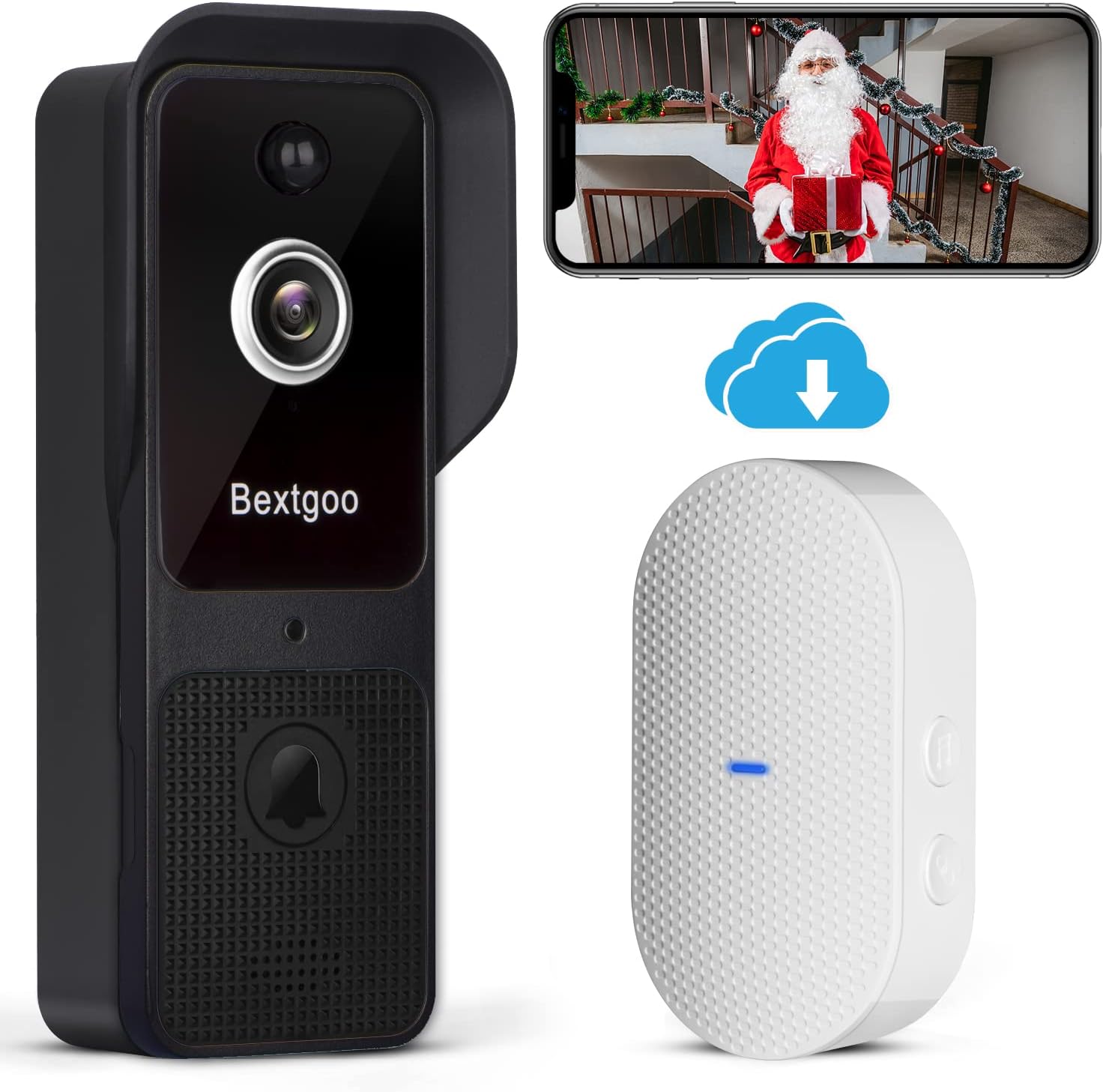 ZZC WLAN Video Türklingel 1080P - 2-Wege Audio, Nachtsicht & Bewegungserkennung