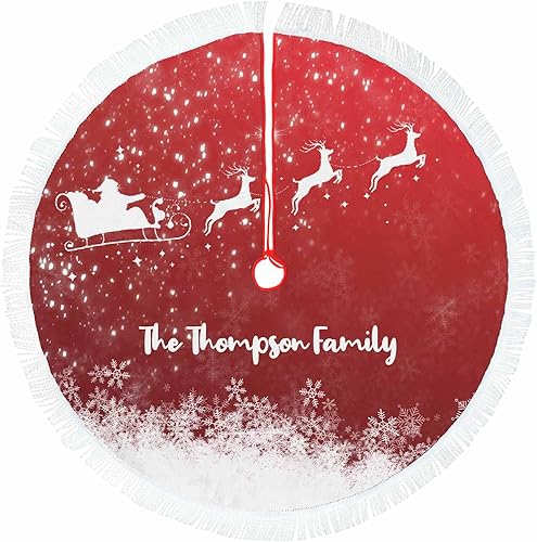 Miniatura 2 de Falda de árbol de Navidad personalizada con monograma de 36 pulgadas, tapete de árbol de Navidad con texto personalizado, falda de árbol gruesa