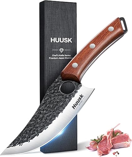 Miniatura 11 de Huusk - Juego de cuchillos de chef japonés de 6 piezas, cuchillos de cocina con hoja de acero de alto carbono forjada a mano, juego de cuchillos de