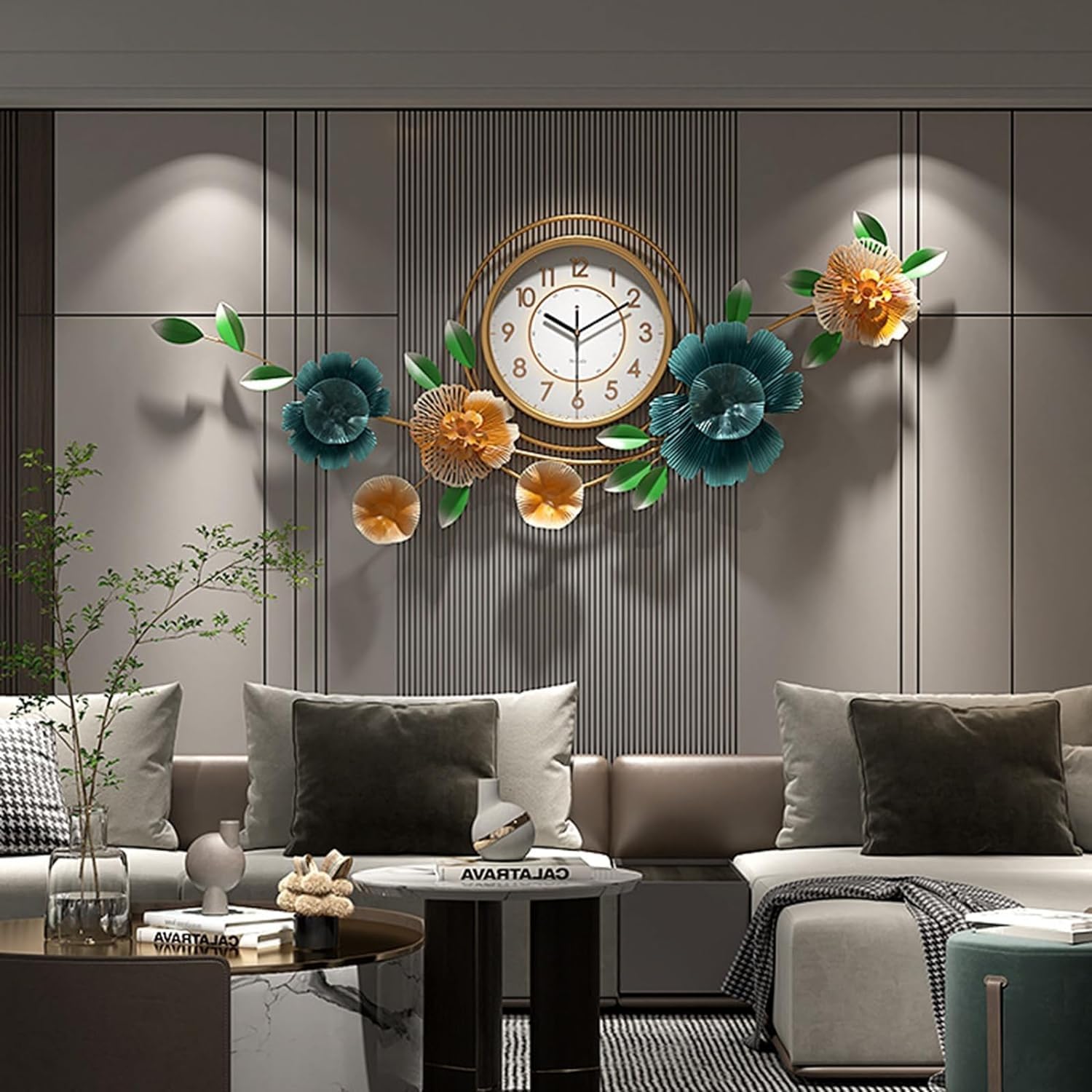 Amazon.co.jp: 壁時計 サイレントアート壁時計 モダン 3D 花の壁時計 