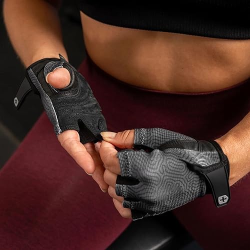 Miniatura 2 de Harbinger Power Gloves 3.0 - Guantes de levantamiento de pesas duraderos de medio dedo con cierre de muñeca ajustable, palma de cuero transpirable,