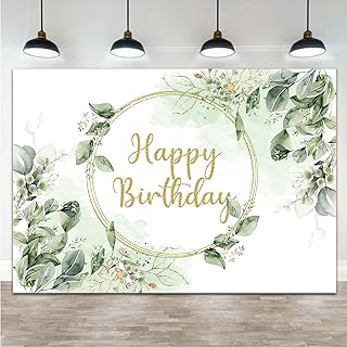 9x6ft Greenery Succulent and Eucalyptus Leaves Photography Backdrop Bloom Eucalyptus Leaves Photo Background for Happy Birthday Party Decoration Supplies