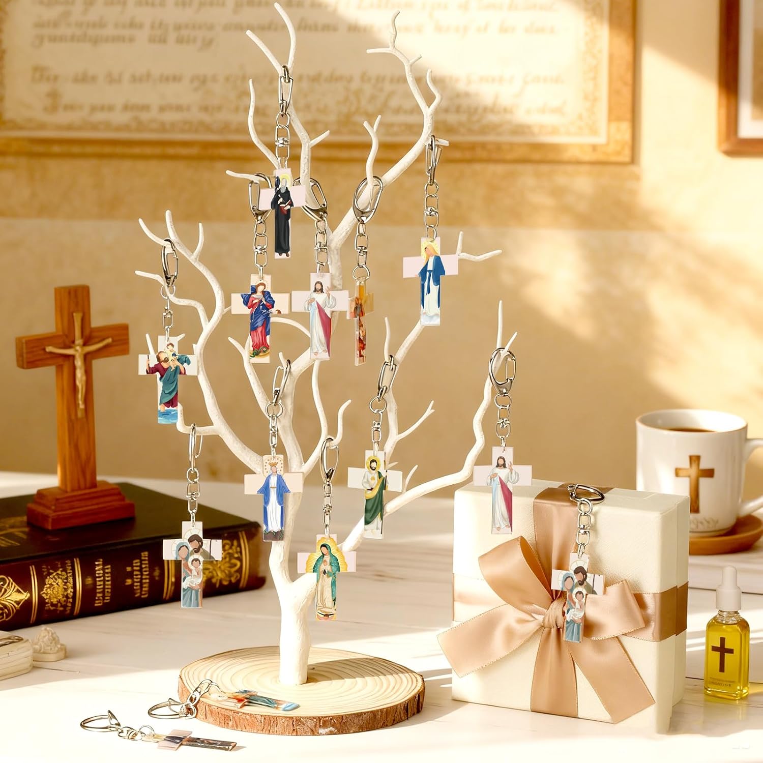 Landical Catholic Gifts Catholic Saints Keychain Acrylic Christian Keychain Religious Key Ring Gifts Jewelry for Women Men - Image 2