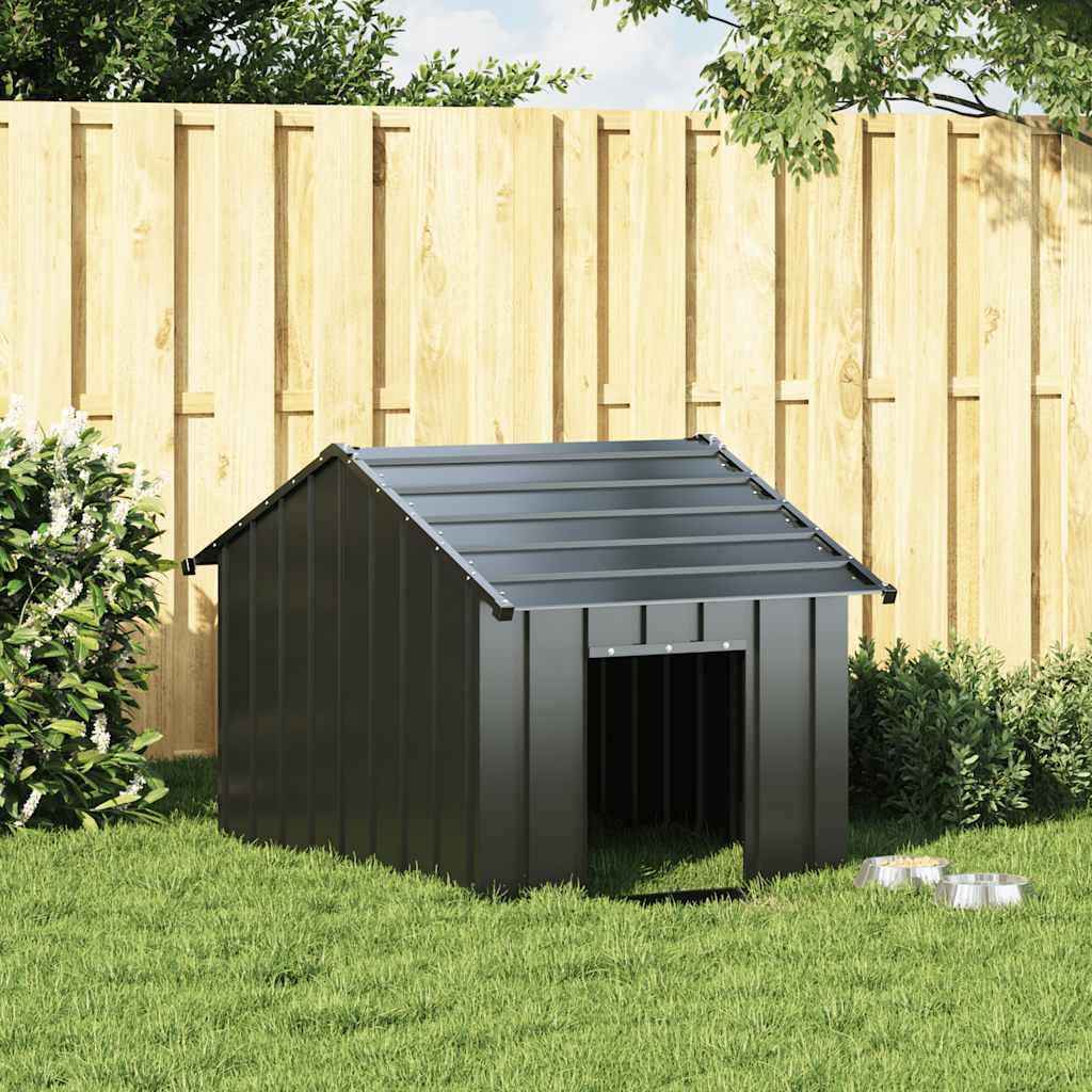 Niche pour Chien Extérieur Métal, Chenil d'extérieur Enclos Cage pour Chien avec Toit Noir 83x130x85 cm Acier galvanisé