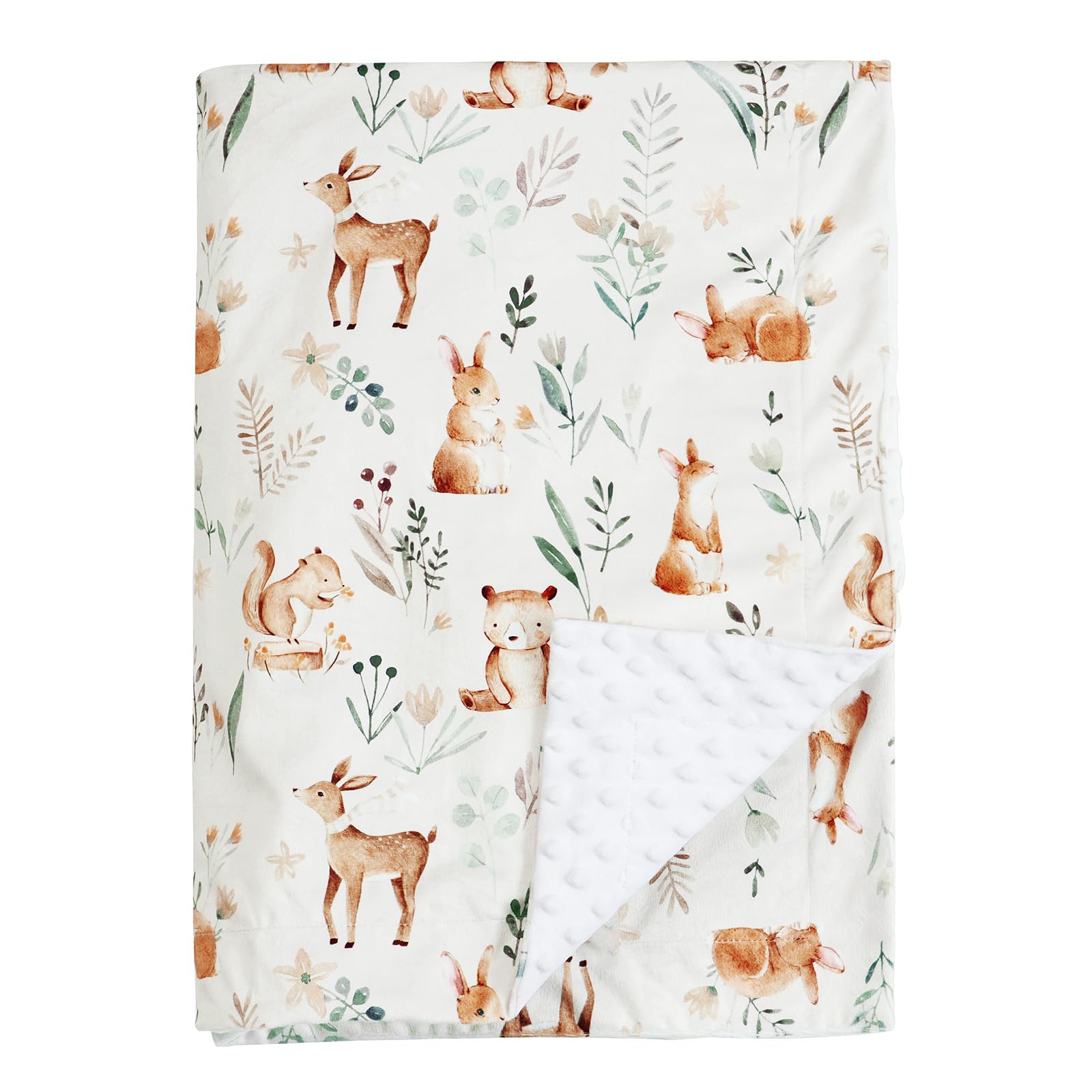 PHFMinky Baby Blanket with Double Layer and Soothing Raised Dotted Backing, Soft and Lightweight Reversible Receiving Blanket for Newborns, Infants, Babies, 30x40 Inches, Woodland&ForestOEKO-TEX STANDARD 100