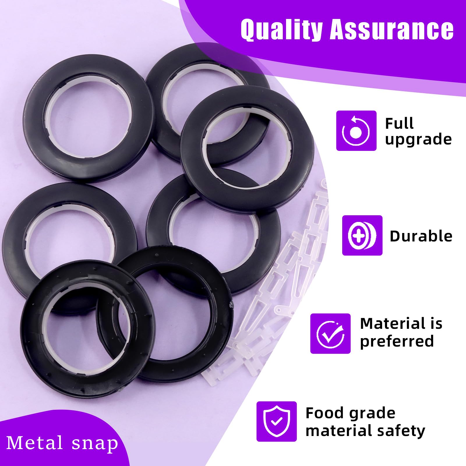 Swpeet 20 Occhielli Per Tende In Plastica Argentata – Diametro Interno 42 Mm, Anelli Scorrevoli Silenziosi, Con Strisce Regolabili, Per Aste Da 35 Mm