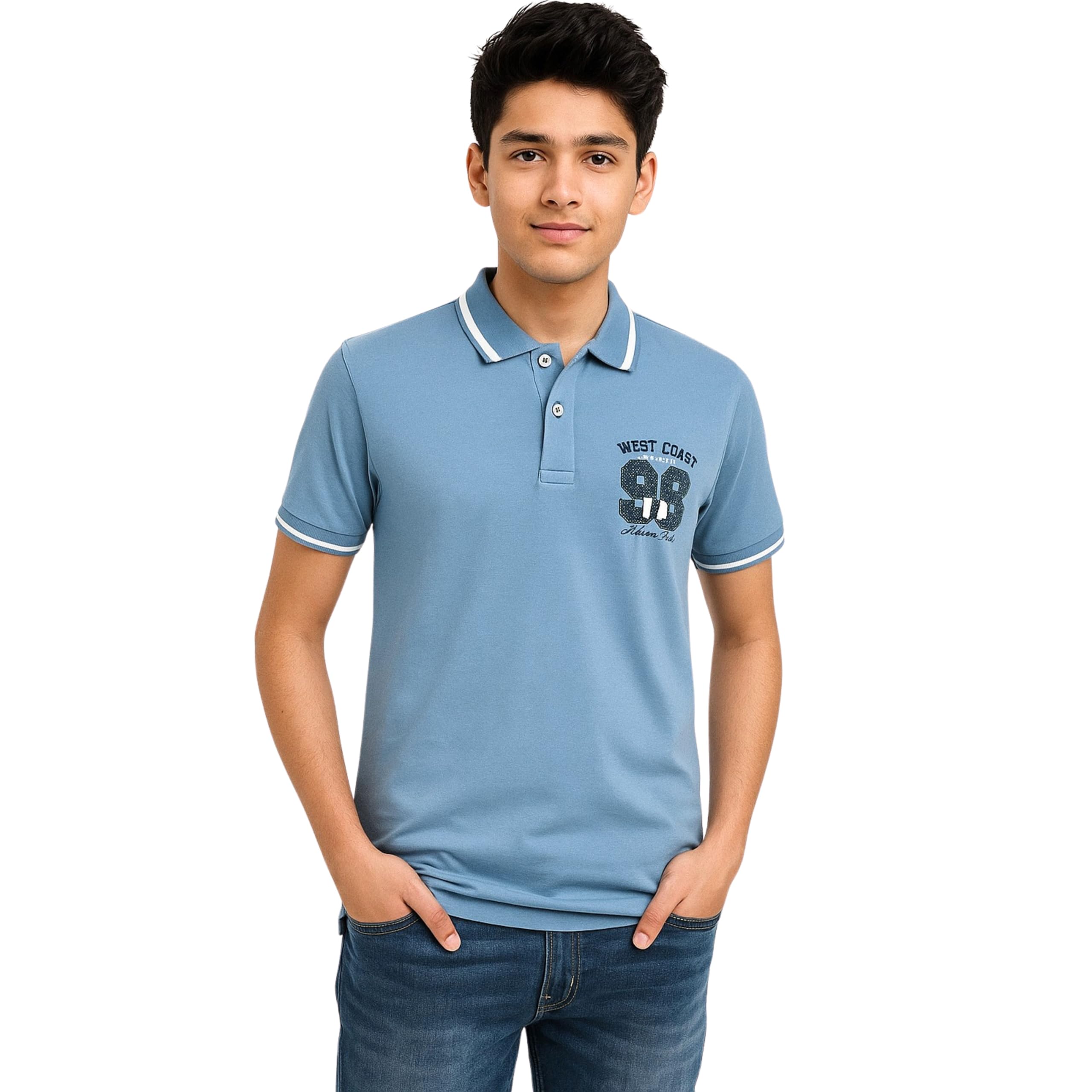 TotzTouch Boys Premium Polo Collar Tshirt Combo with Zipper Closure Color White & Black Age 6 Years to 15 Years