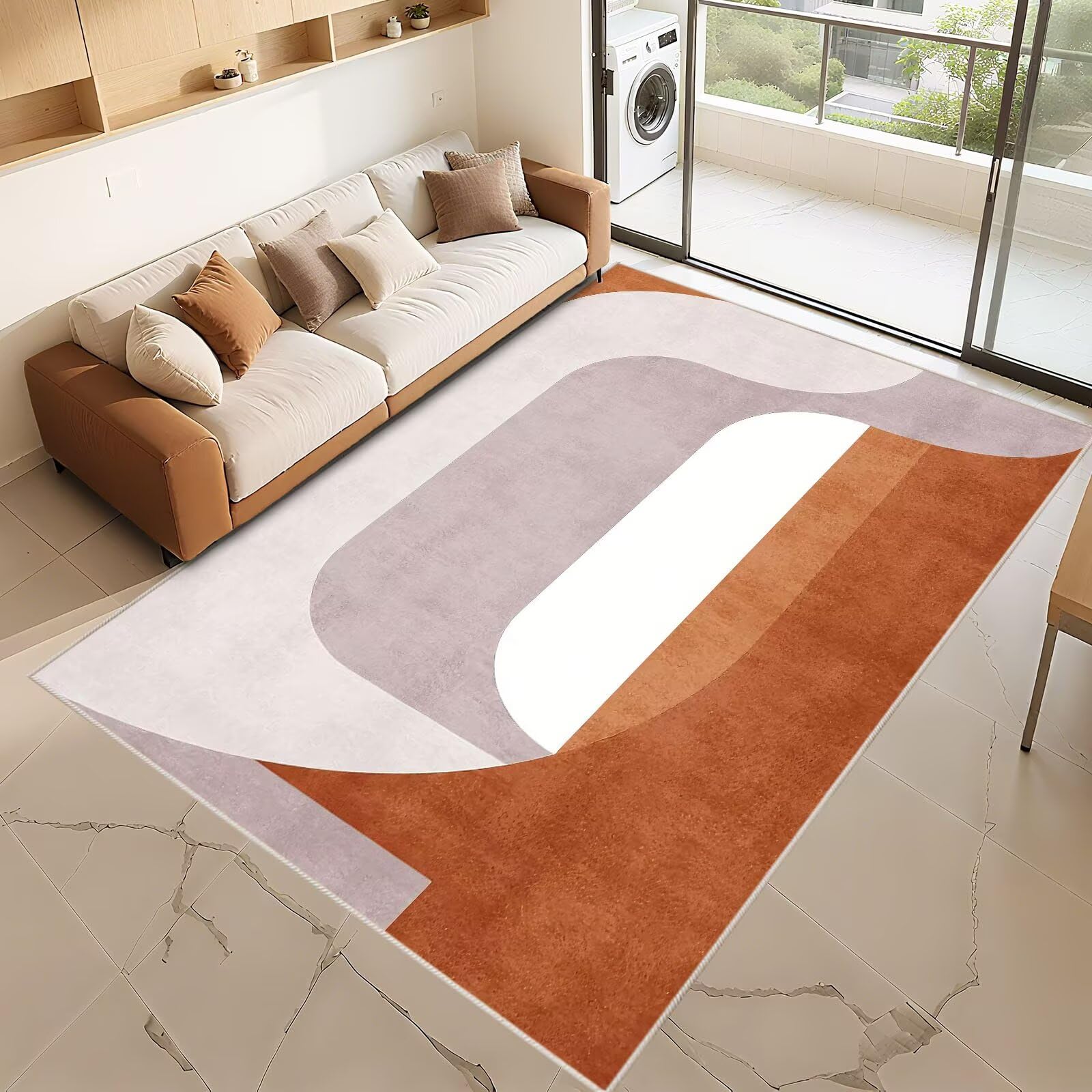 rutschfest Bettvorleger Teppich Rotbraun 170x230cm, Kuschelig Weich Groß Moderne geometrische Muster für Wohnzimmer Schlafzimmer