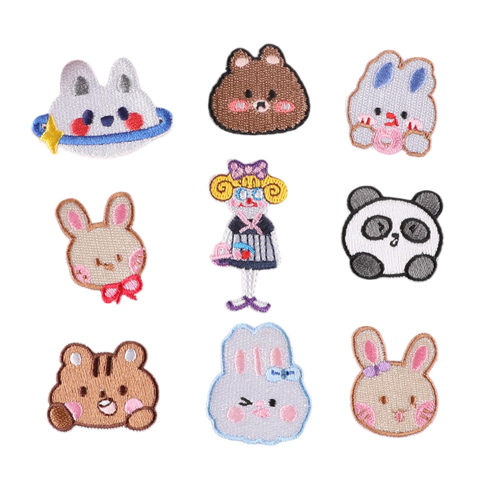 Xjdzineq 9 Pcs Lovely Animal Iron on Patches Cartoon Panda Applique Embroidered Repair Sew on