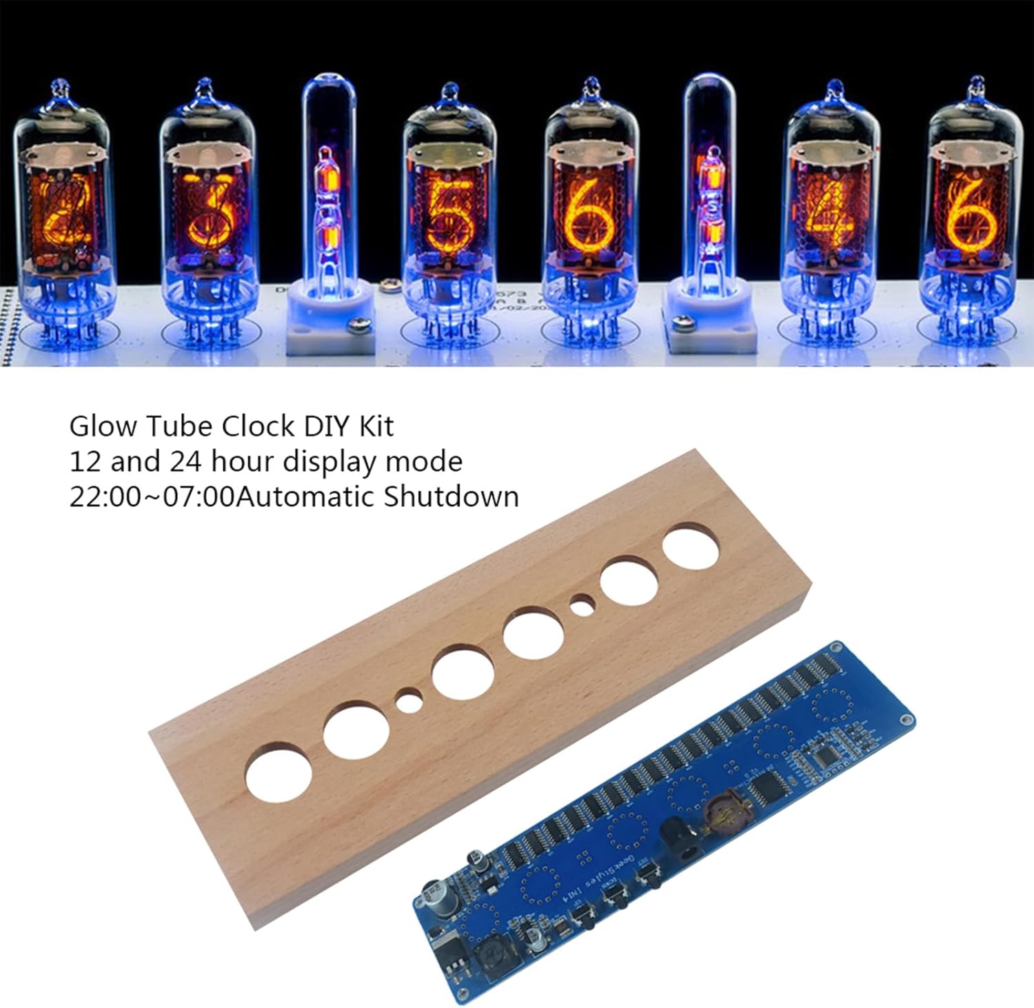 Wooden Digital LED Clock Electronics Accessory Set With Shell Light Coppers Rings Circuit Board For All Genders