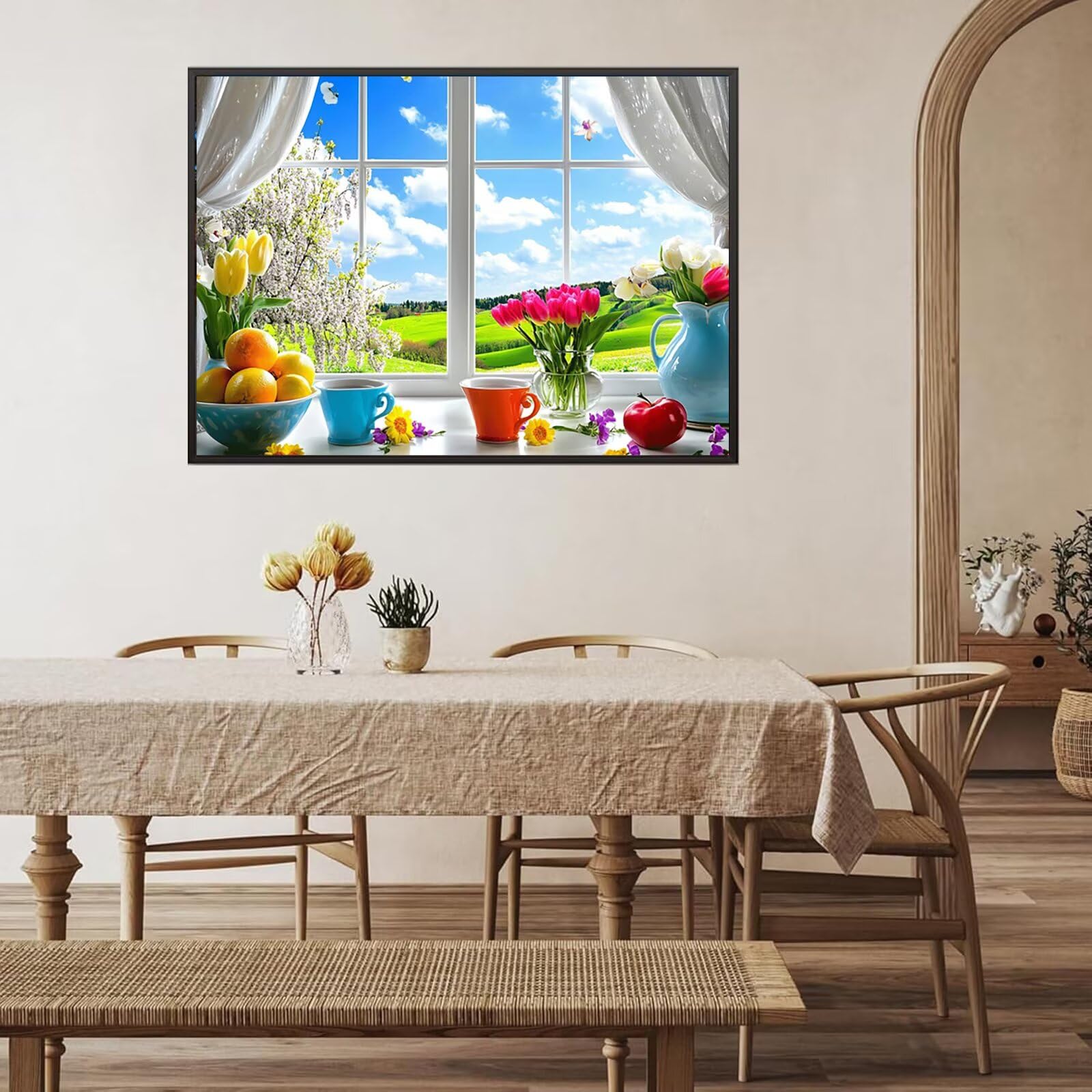 Diamond Painting Fenêtre, 5D Peinture Diamant pour Adulte 100 x 150 cm B-54