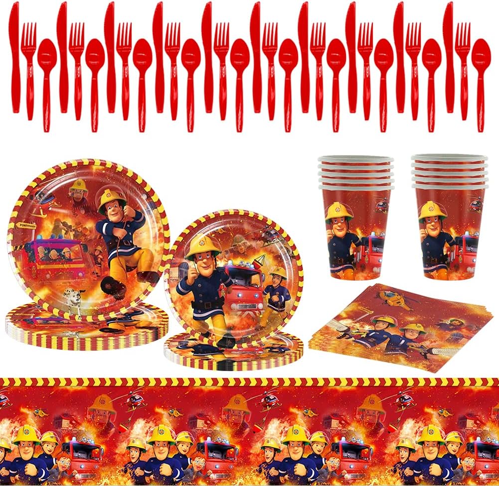 Fireman Sam Party Decorations Set, 81 Pcs Sam Theme Birthday Party